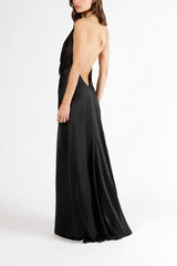 Double chain neckpiece gown - black