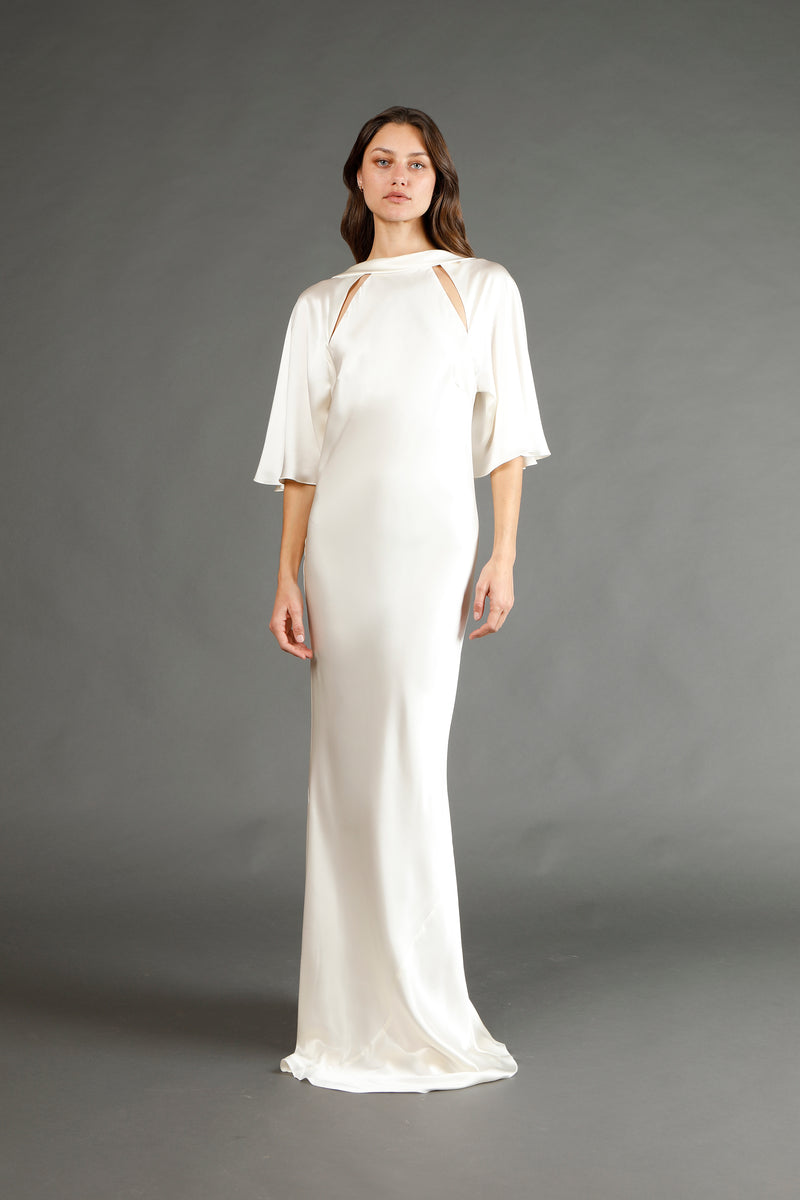 Capelet sleeve gown with back cowl - ivory Capelet sleeve gown with back cowl - ivory