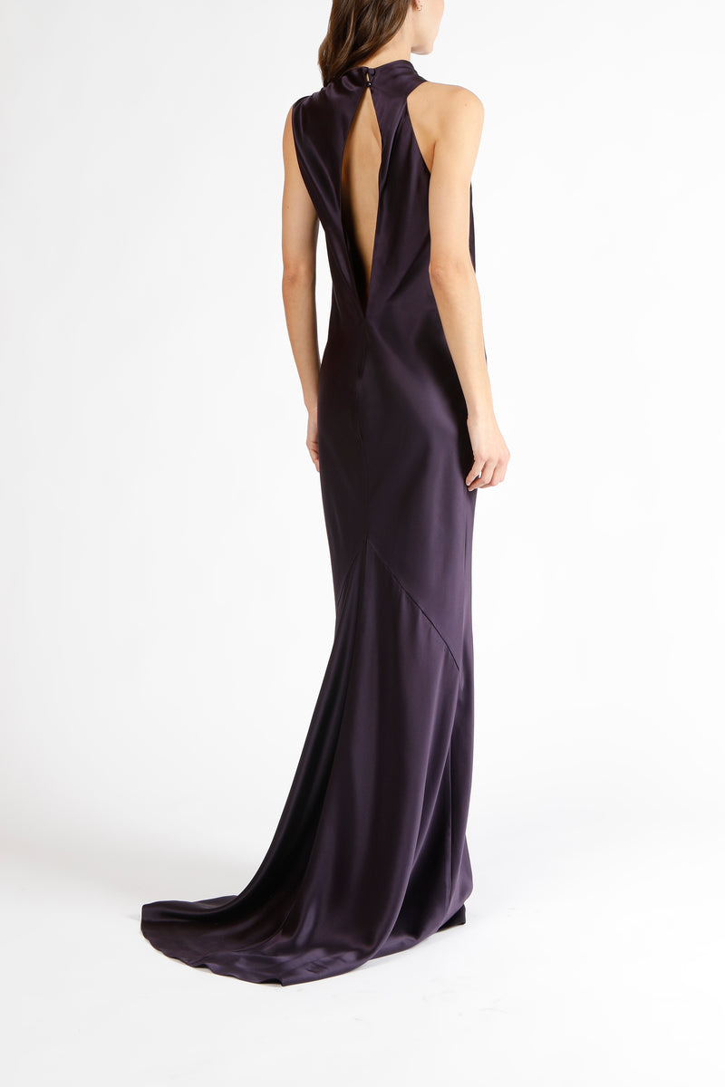Drape neck detail gown - aubergine 8 Drape neck detail gown - aubergine 8