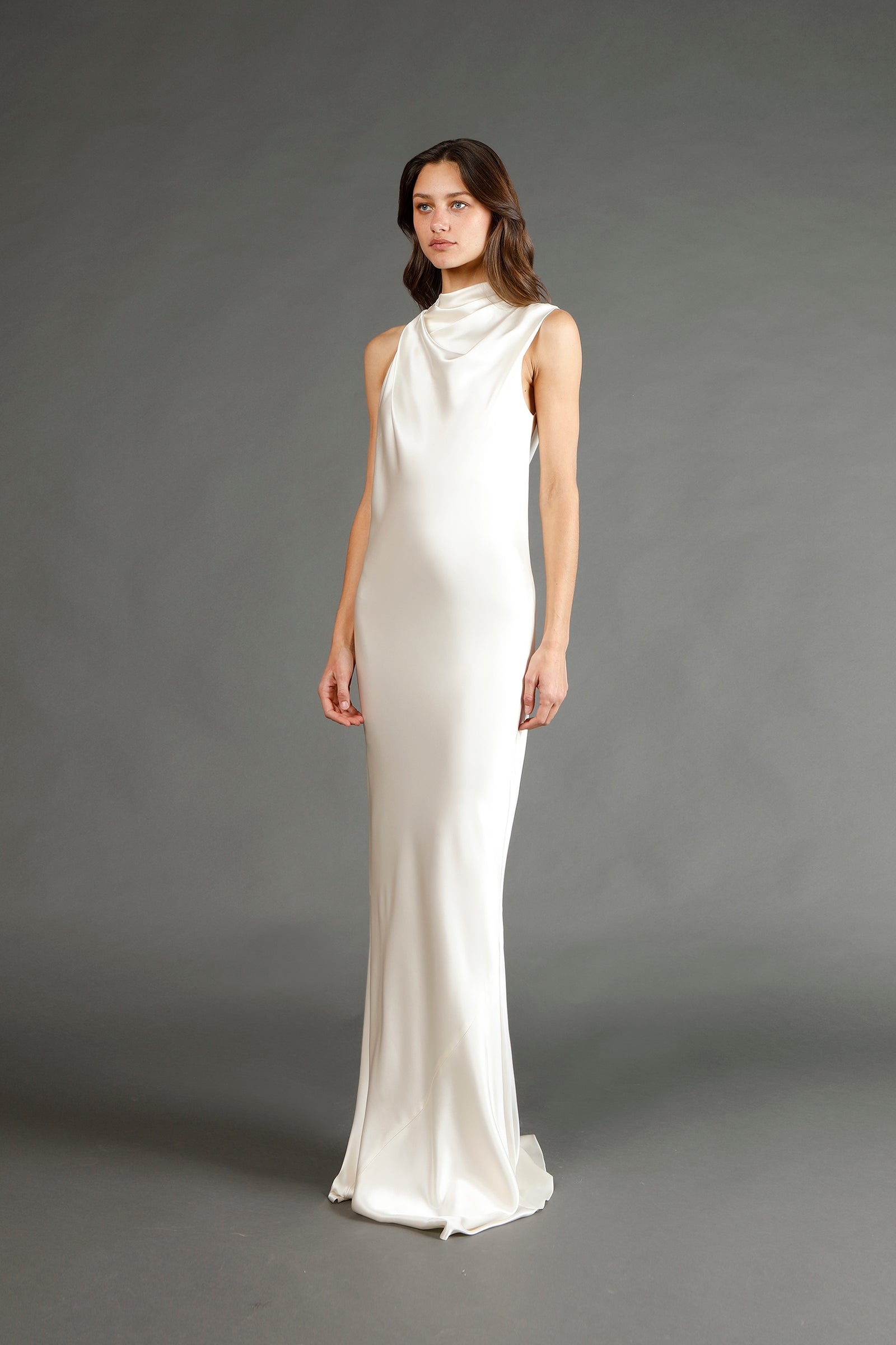high neck ivory dress Drape detail gown Color:Wine (DarkRed) Color: Periwinkle The high neckline and Strapless Draped Corset Maxi