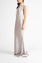 Drape neck detail gown - sterling