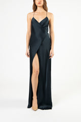 Strappy wrap gown - carbon