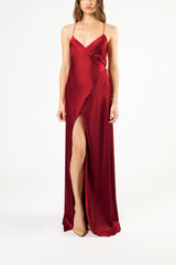 Strappy wrap gown - sangria
