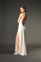 Lace inset gown - ivory