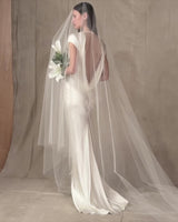 Sleeveless bias gown with back cowl - ivory