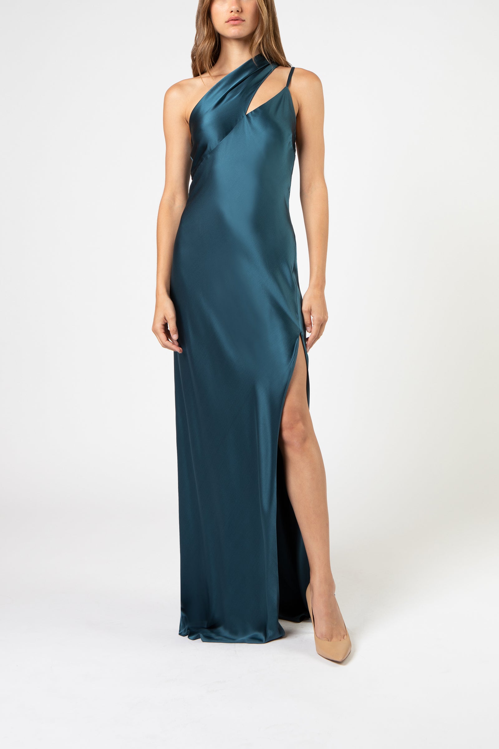 michelle mason one shoulder dress Michelle Mason single-shoulder Maxi Dress | Green