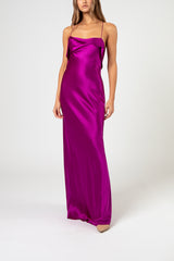 Ruffle cowl bias gown - orchid