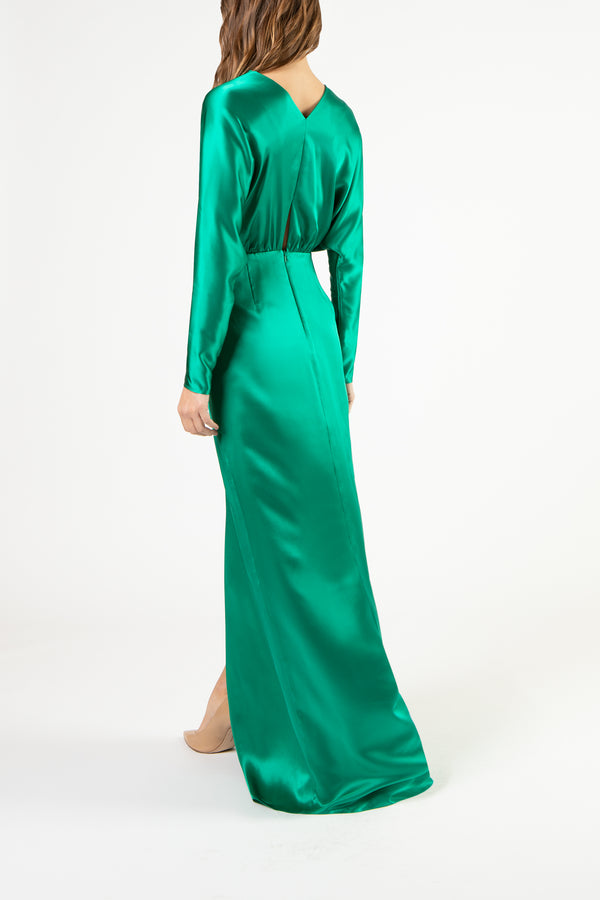 Twist front gown - emerald