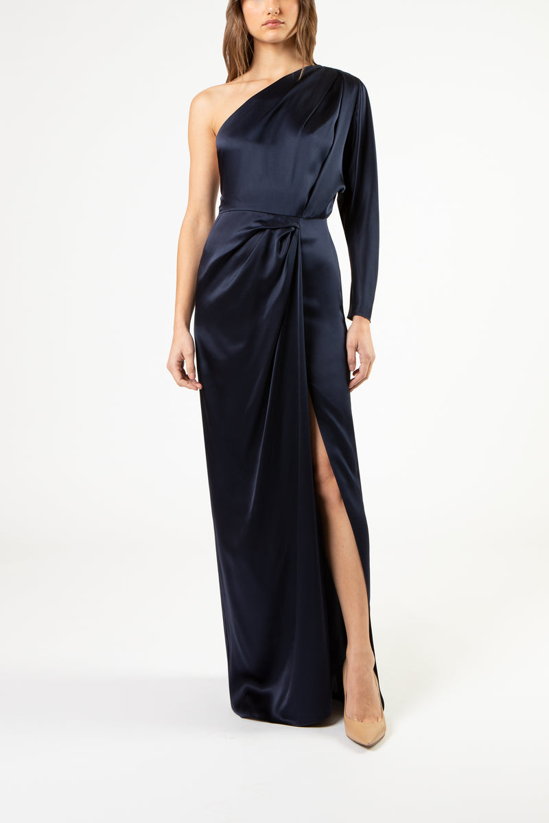 One sleeve open back gown - midnight