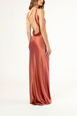 Open back cowl bias gown - dune