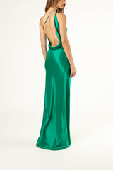 Open back cowl bias gown - emerald