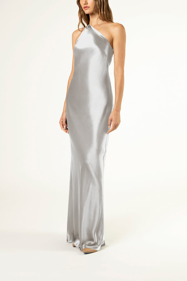 Open back cowl bias gown - sterling