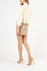 Corset leather mini skirt - putty