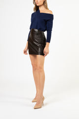 Corset leather mini skirt - black