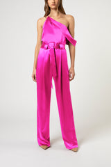 Pleated pant with belt - pink
