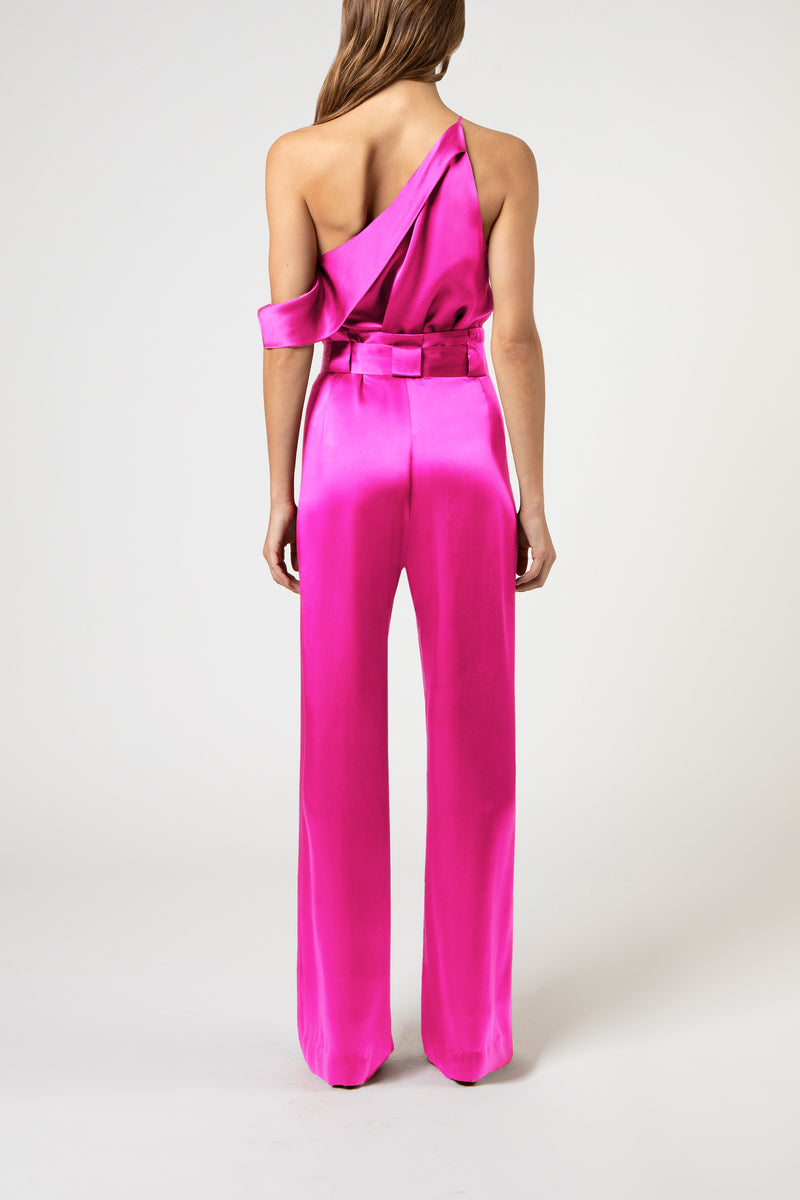 Pleated pant with belt - pink