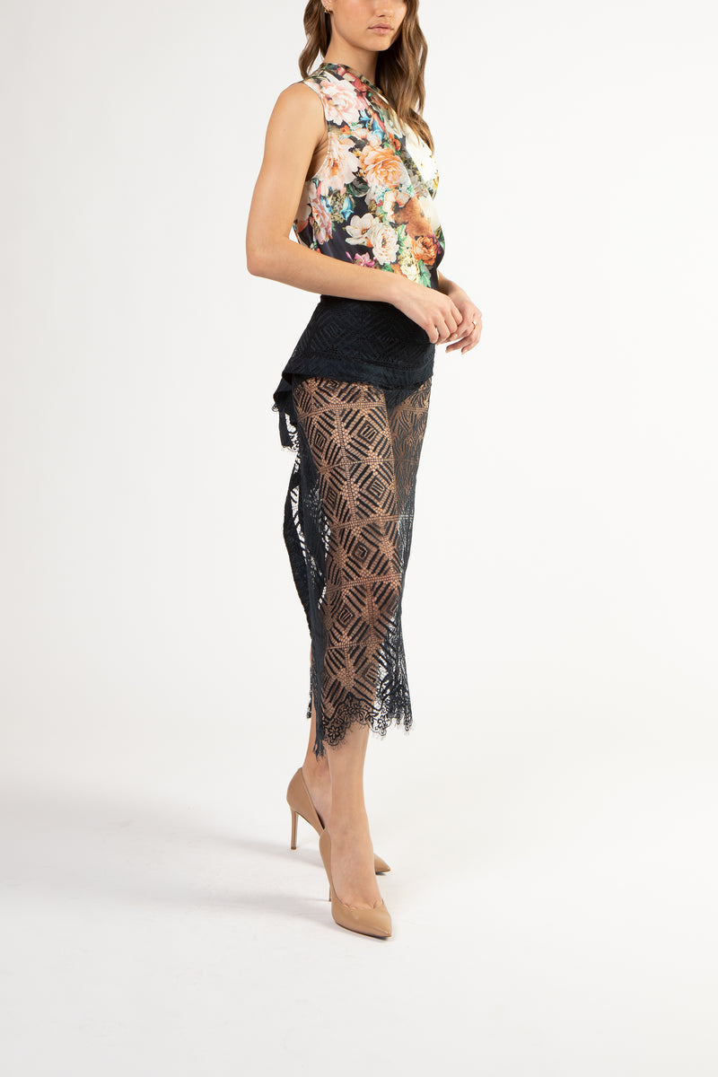 Lace skirt - carbon
