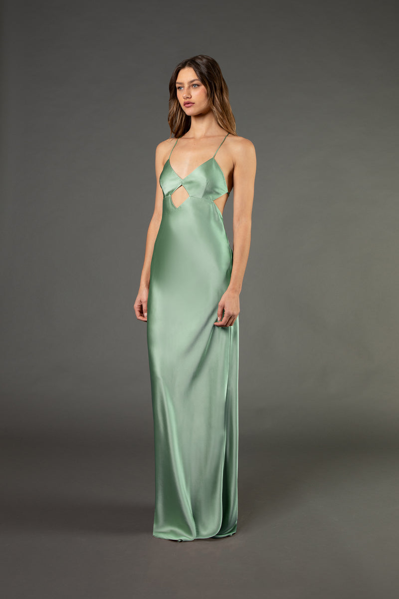 Cutout detail gown - sage Cutout detail gown - sage