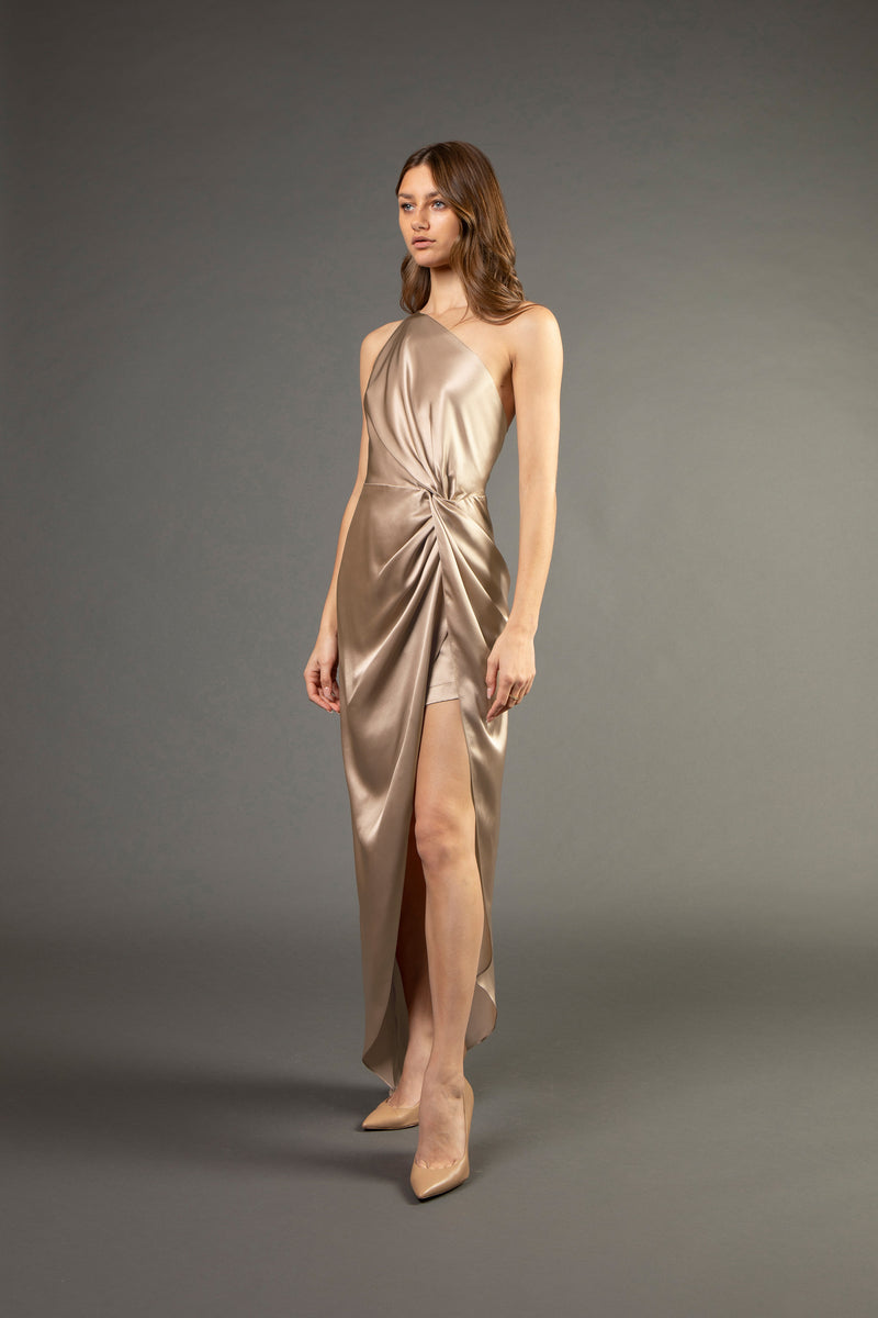 Twist knot gown - champagne