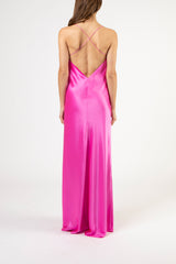 Ruffle cowl bias gown - pink