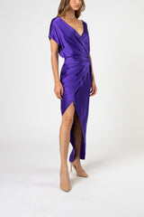 Open neck wrap dress - iris