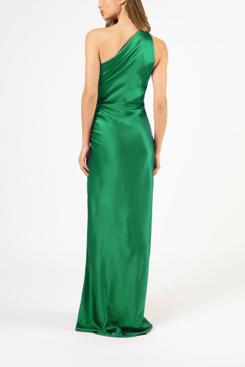 Asymmetrical gathered gown - emerald Michelle Mason Asymmetrical gathered gown - emerald Michelle Mason