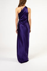 Asymmetrical gathered gown