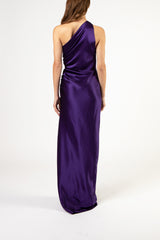 Asymmetrical gathered gown - violet