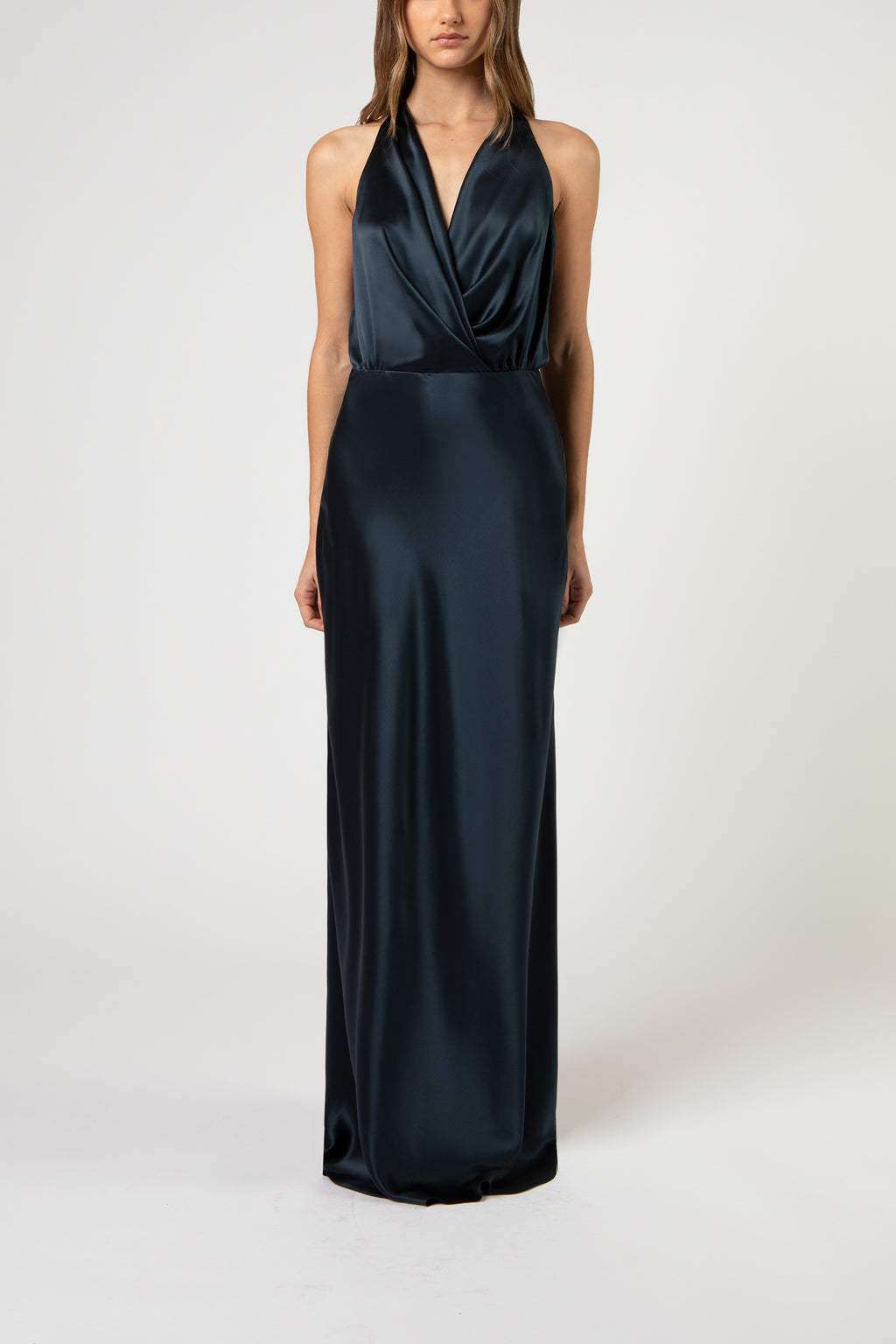 Halter draped gown - carbon – Michelle Mason