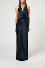 Halter draped gown - carbon