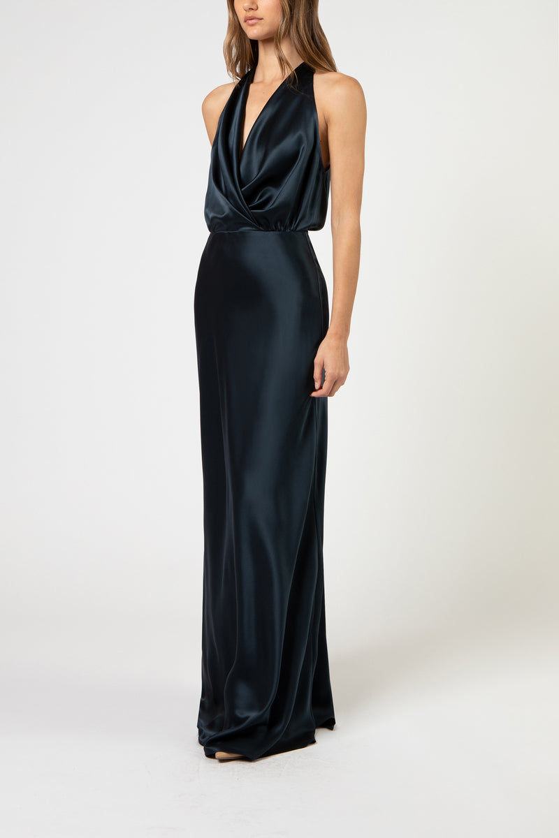 Halter draped gown - carbon Halter draped gown - carbon