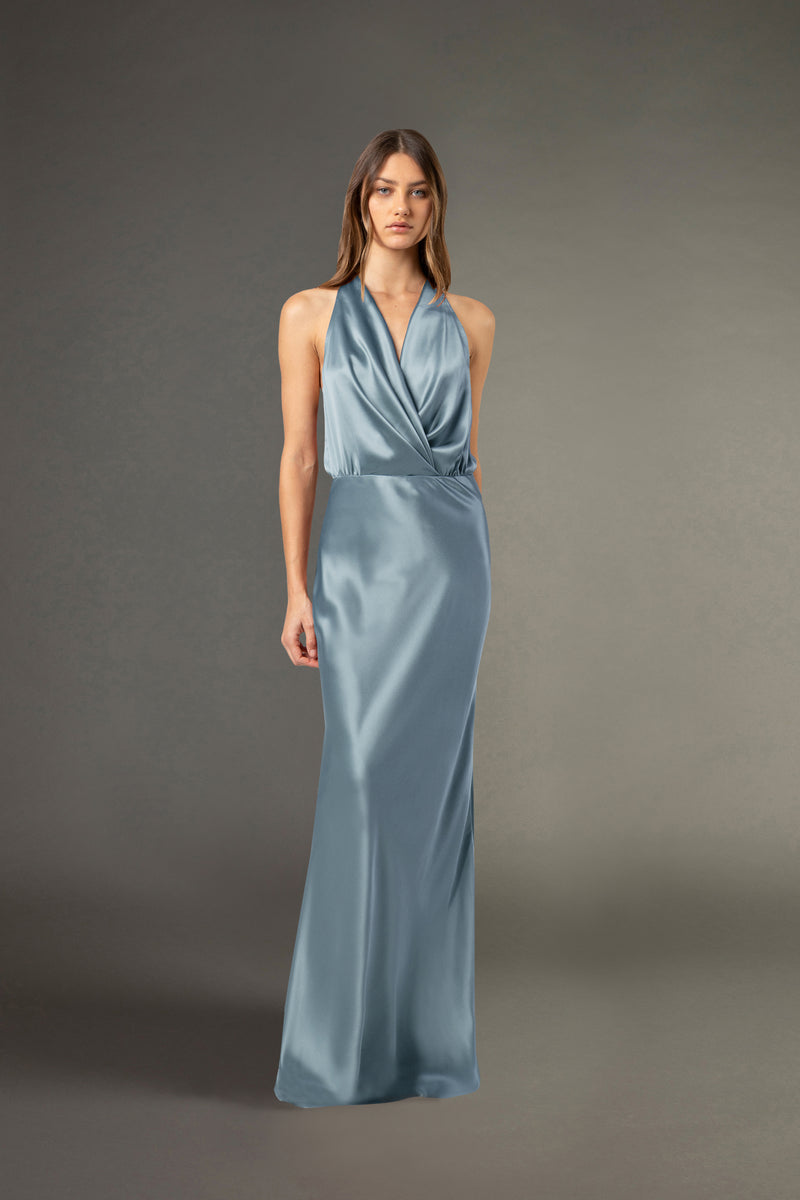 Halter draped gown - celestine – Michelle Mason