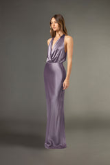 Halter draped gown - mauve