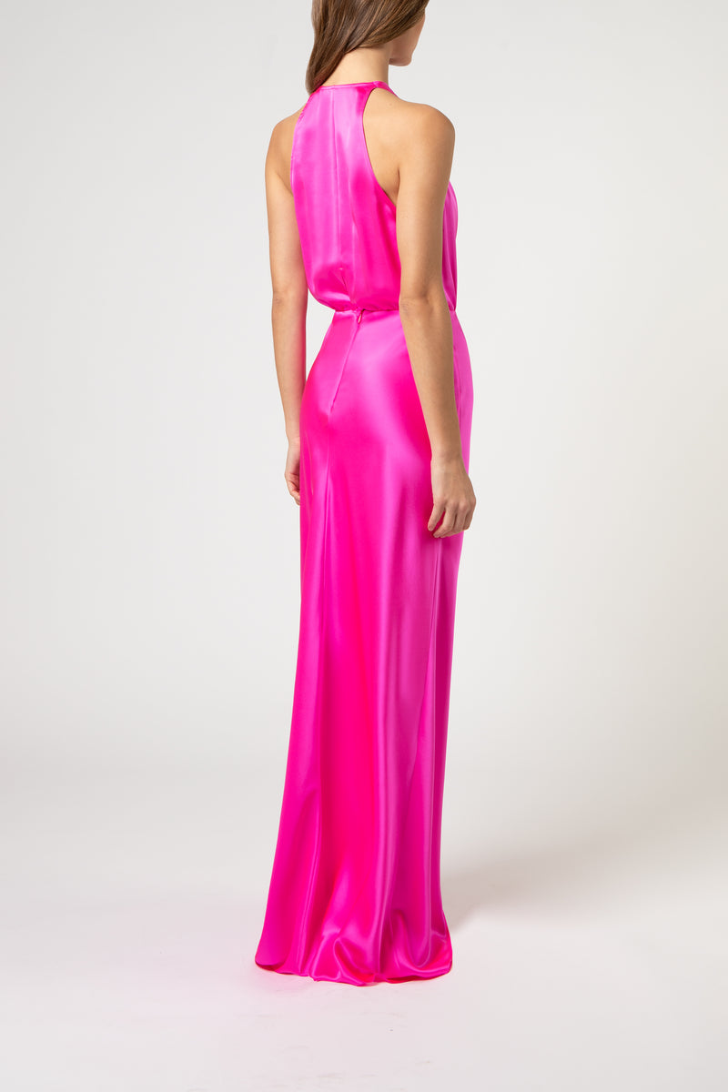 Halter draped gown - pink