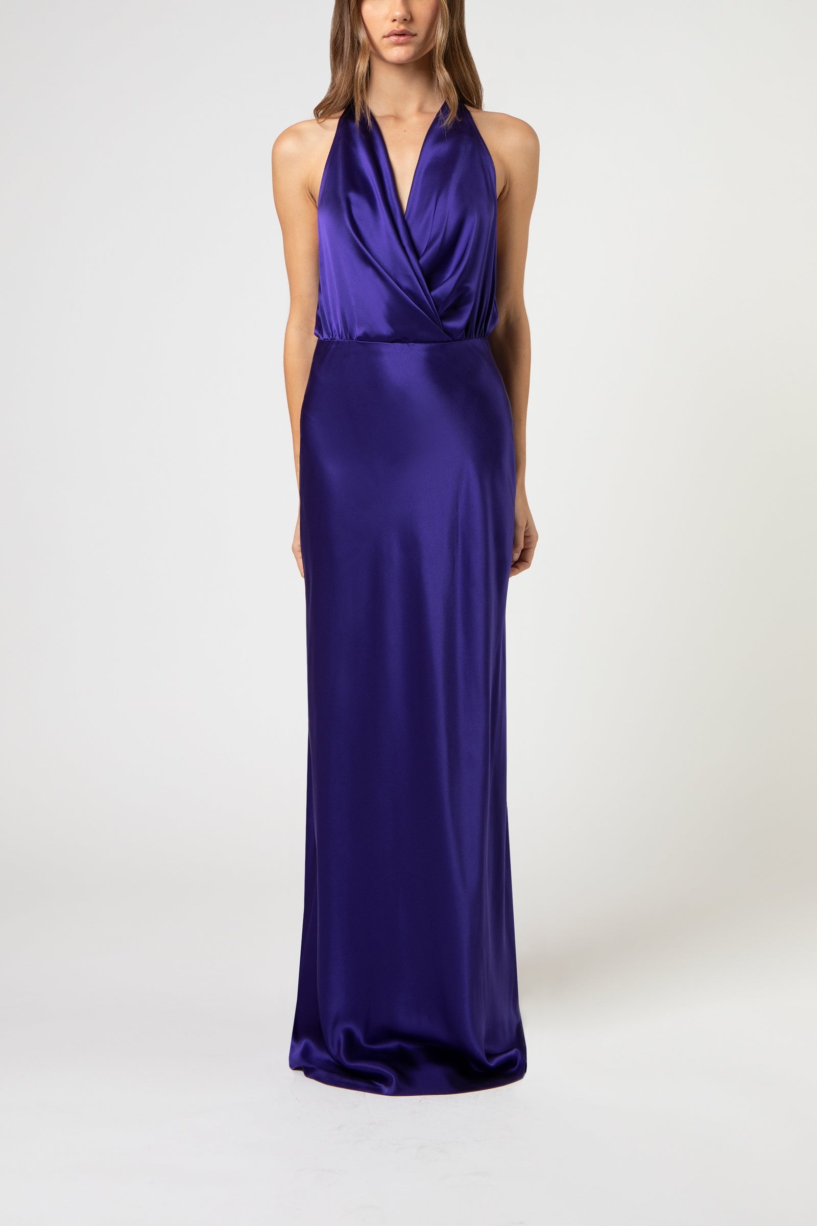 Halter draped gown