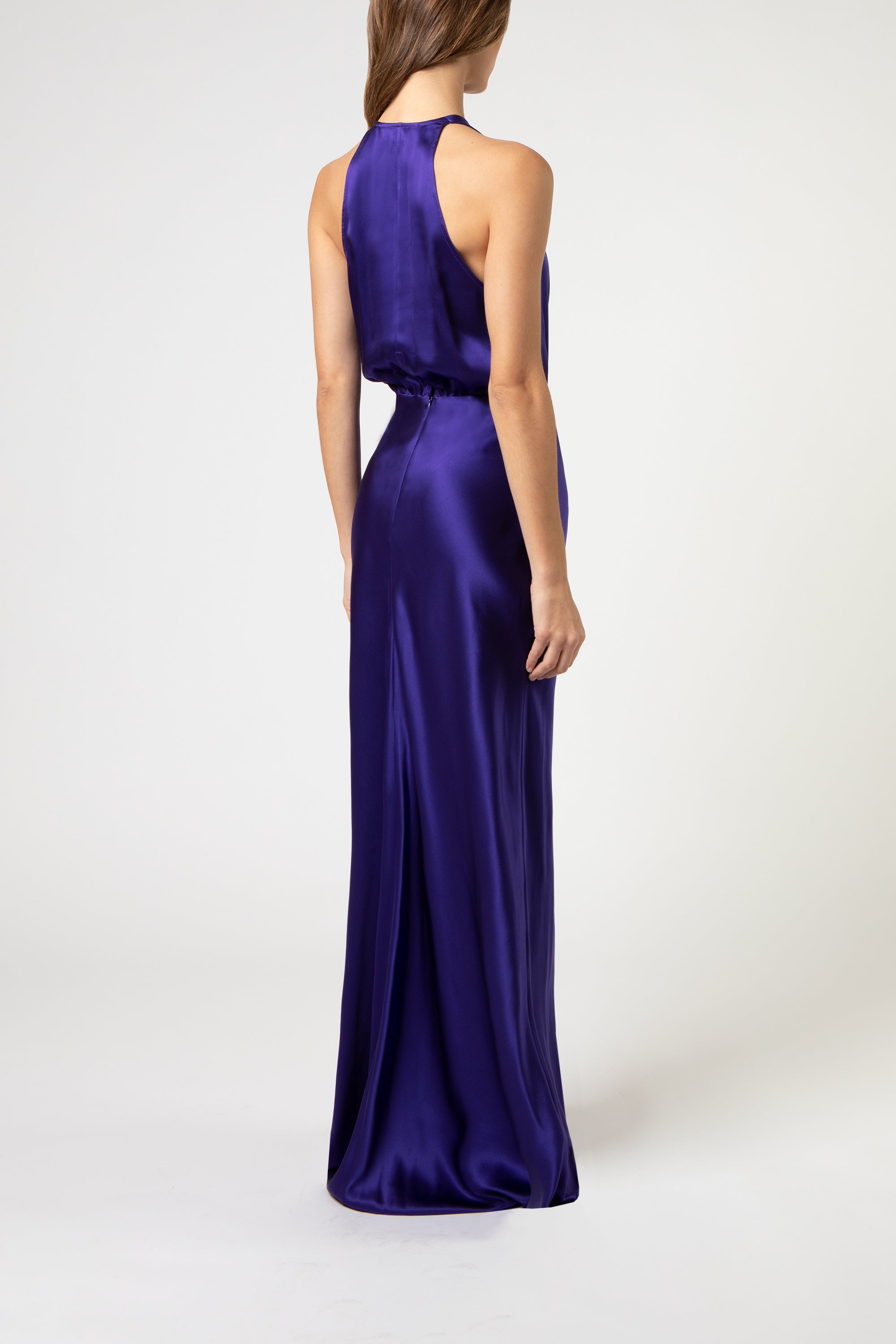 Halter draped gown - plum – Michelle Mason