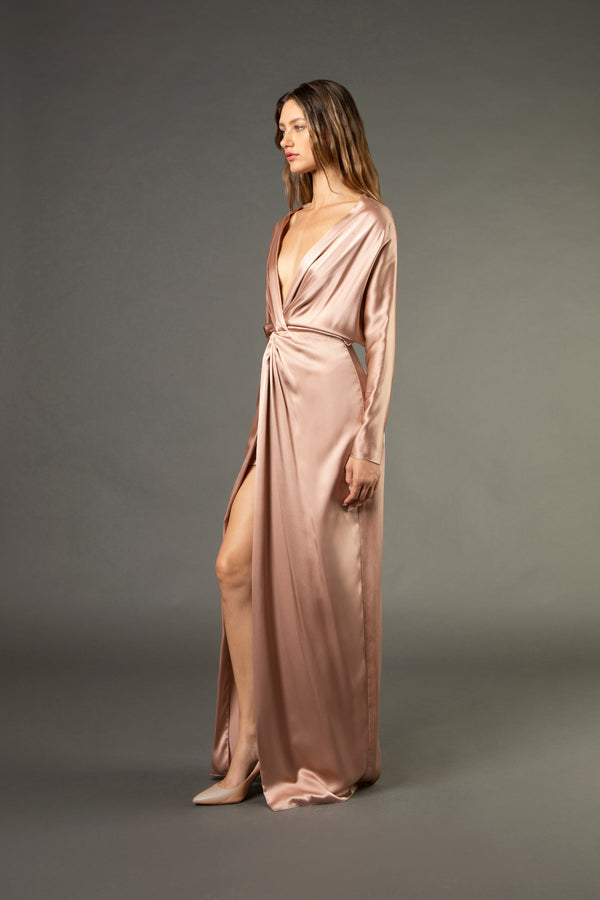 Twist front gown - blush (preorder)