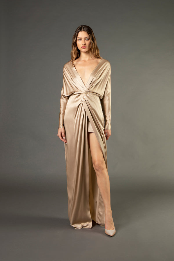 Twist front gown - champagne (preorder)