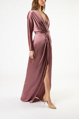 Twist front gown - rosewood