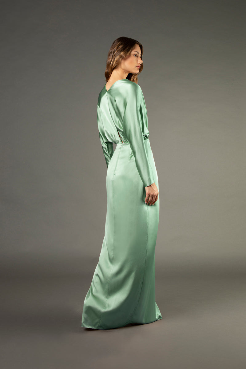 Twist front gown - sage (preorder)