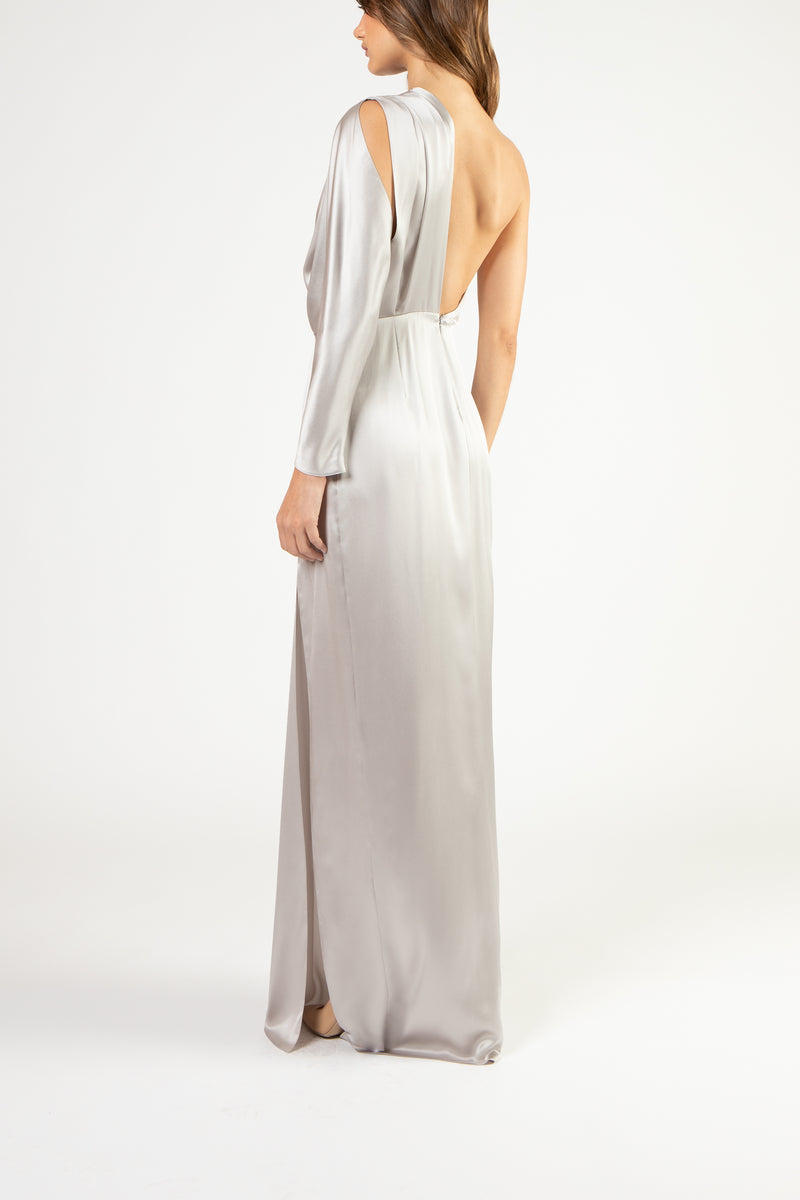 One sleeve open back gown - sterling