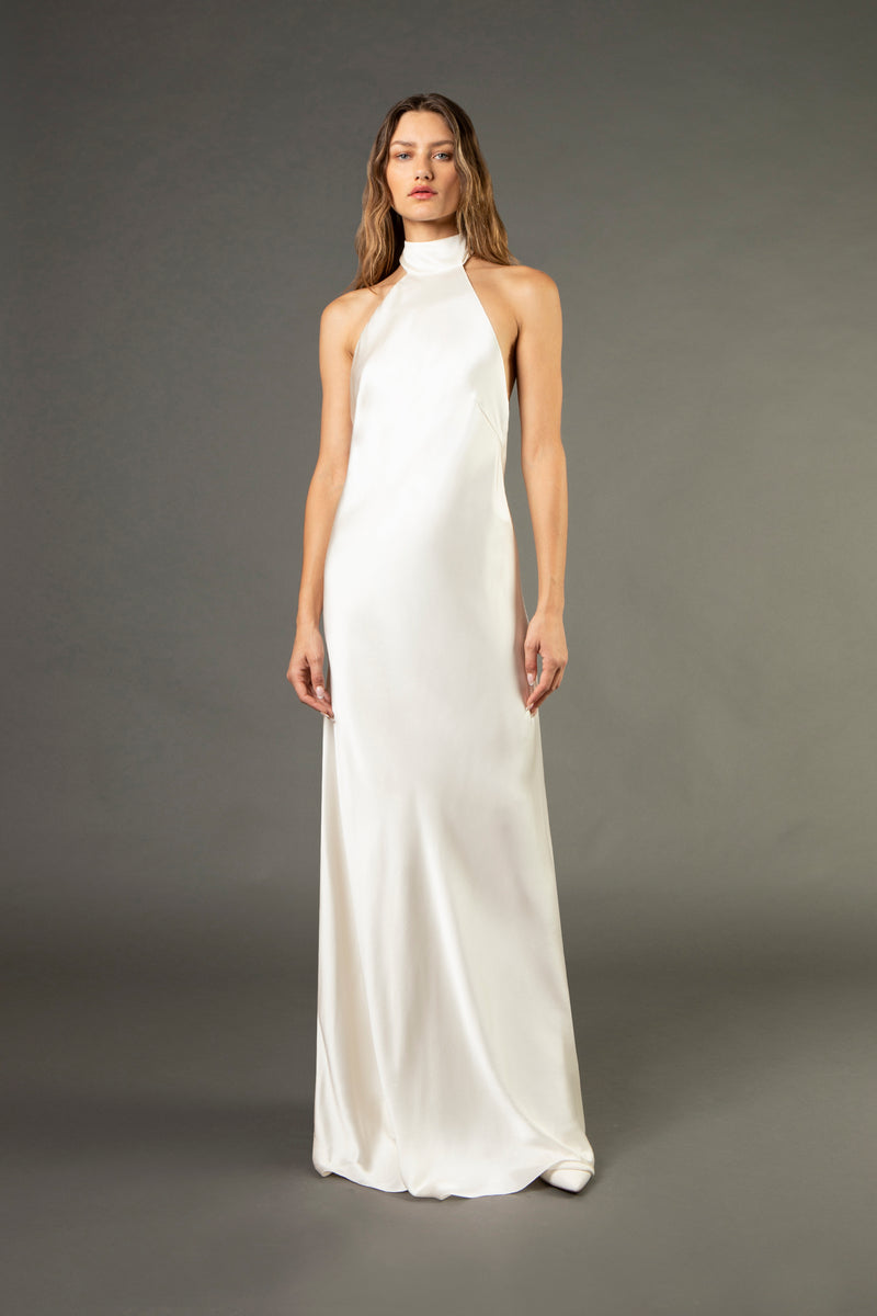 Halter tie neck backless gown - ivory 12 Halter tie neck backless gown - ivory 12