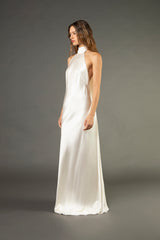 Halter tie neck backless gown - ivory