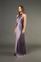 Halter tie neck backless gown - mauve
