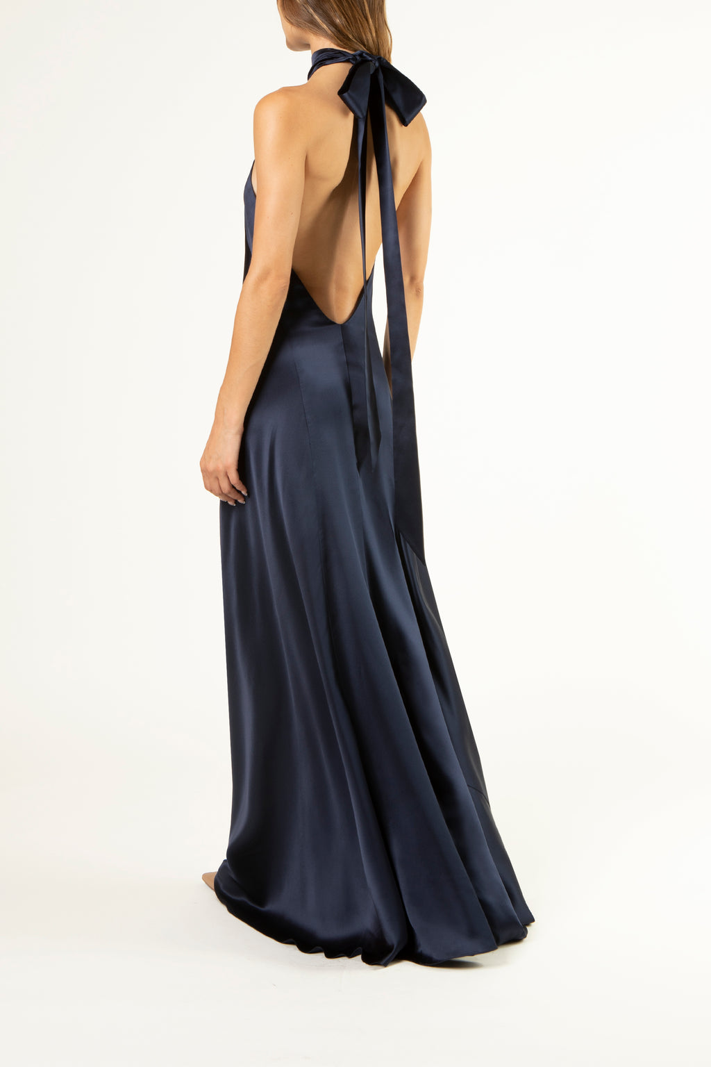 Halter tie neck backless gown - midnight – Michelle Mason