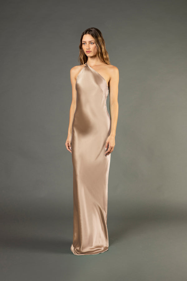 Open back cowl bias gown - champagne