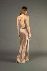 Open back cowl bias gown - champagne (preorder)