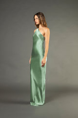 Open back cowl bias gown - sage