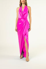 Halter backless gown - neon pink