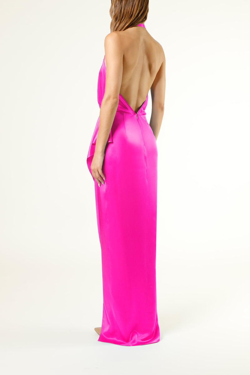 Halter backless gown - neon pink